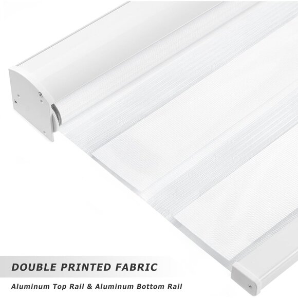 LazBlinds Cordless Zebra Blinds 42"x72" - White Dual Layer Light Filtering Shade - Picture 2 of 6